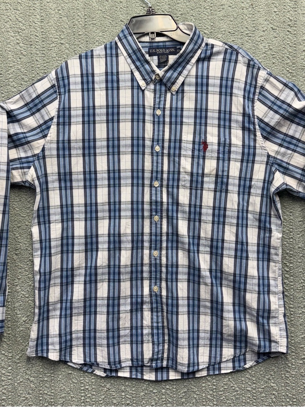 U.S. Polo Assn. Blue and White Plaid Button-Down Shirt